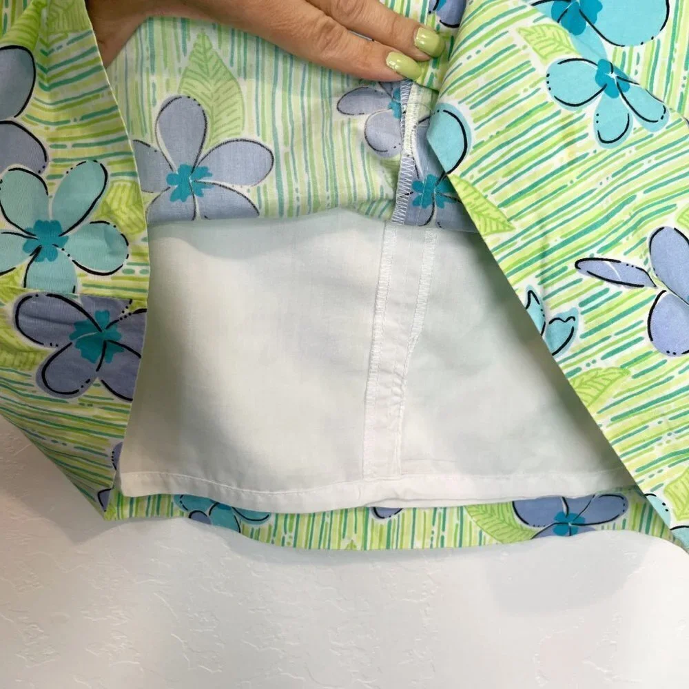 Lilly Pulitzer green floral mini skirt Size 10 tropical vacation A-line - Picture 3 of 9